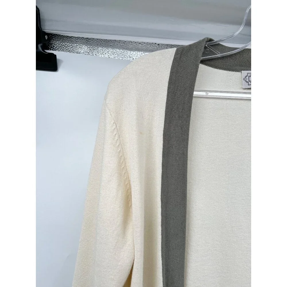 Beyond Vintage Womens Cardigan Open Front Cream/Multi Size Small - Picture 5 of 9